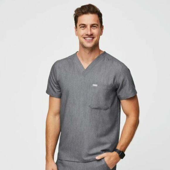Figs Grey Men's Scrub Top Size Medium - Picture 1 of 6